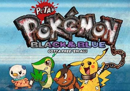 Image of Pokemon characters re-designed by Peta for its Flash game