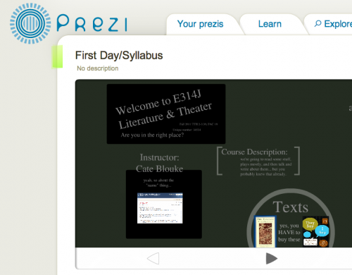 Screen Shot of Prezi presentation