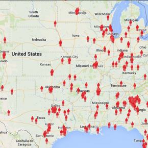 US Map of Shootings by Police