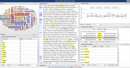 This assignment uses Voyeur to analyze of word frequencies and word distribution